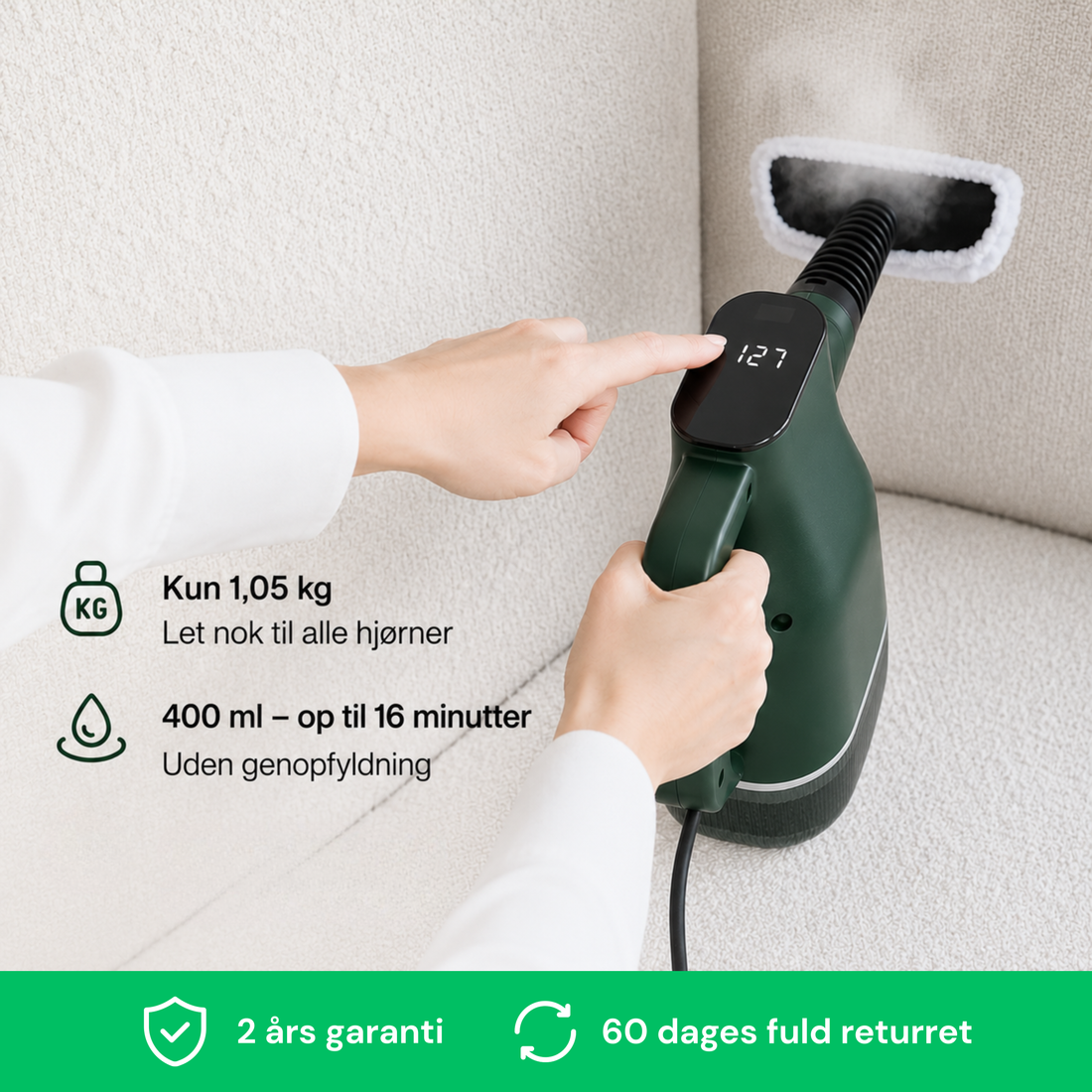Fuger på badeværelset renses med damp fra CleanFriend PureSteam
