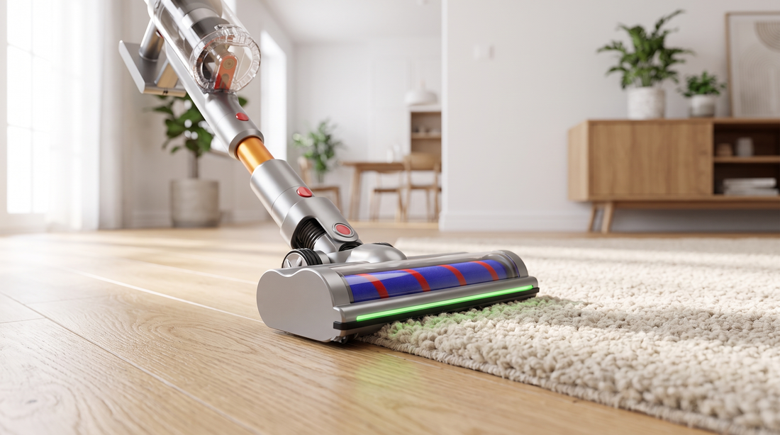 Gulvmundstykket på CleanFriend Absolute skifter fra plankegulv til tæppe