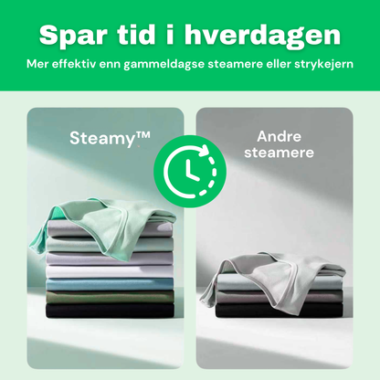 NO: CleanFriend Steamy™ sammenlignet med vanlige steamere, glatte klær på kortere tid