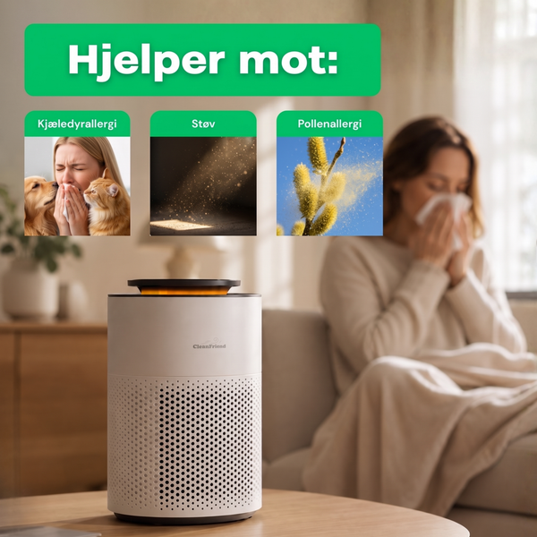 NO: CleanFriend AirFlow15™ luftrenser hjelper mot kjæledyrallergi, støv og pollen
