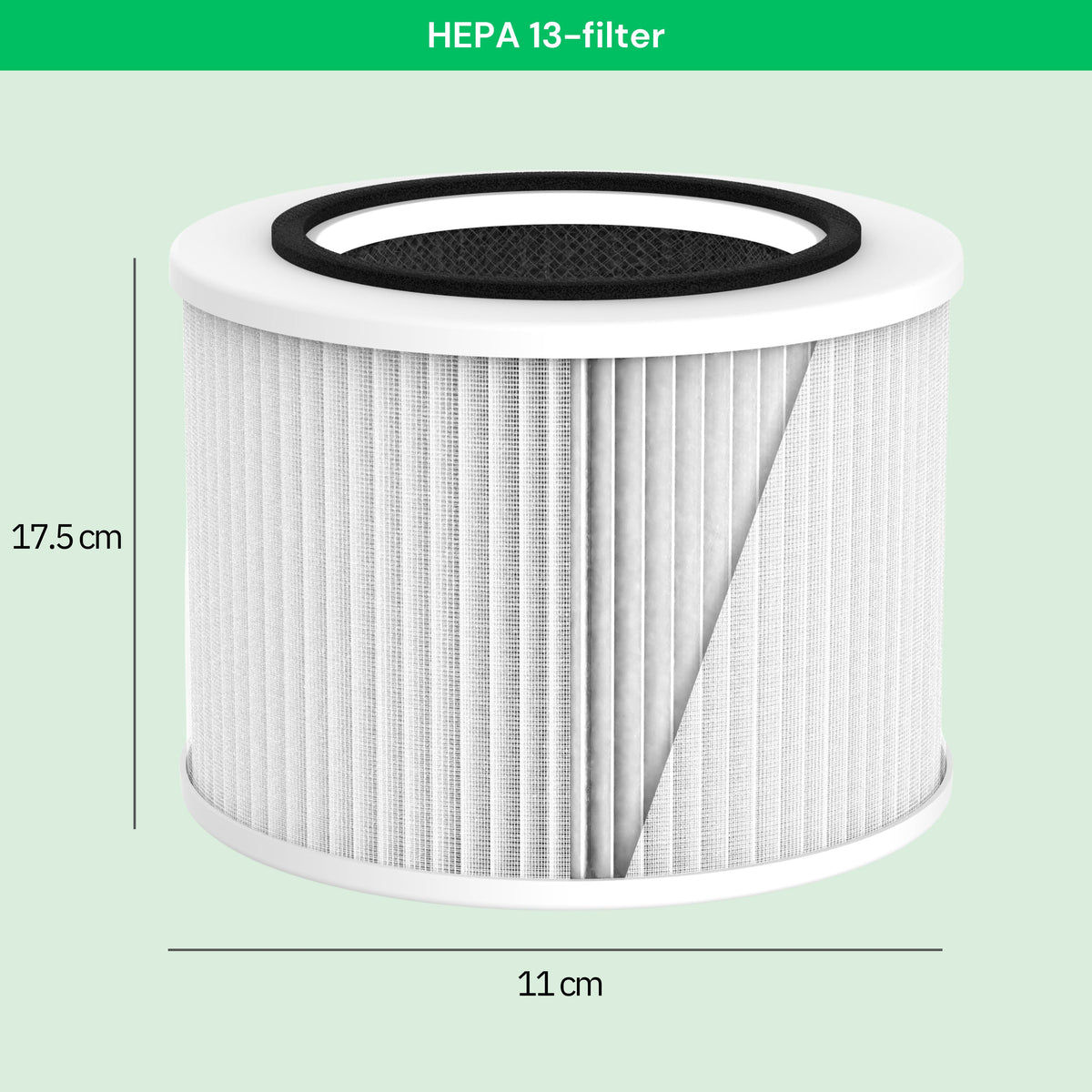NO: HEPA 13-filter til AirFlow30™ luftrenser – mål
