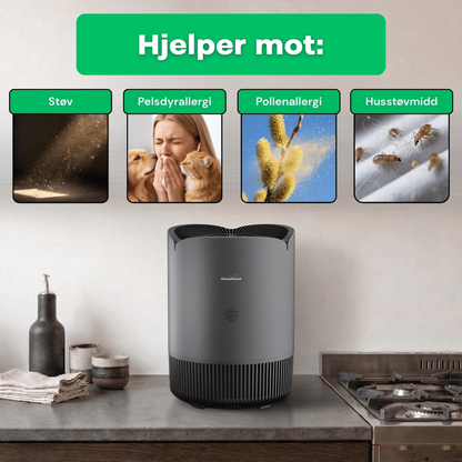 NO: CleanFriend AirFlow30™ PRO luftrenser hjelper mot støv, pelsdyrallergi, pollen og husstøvmidd