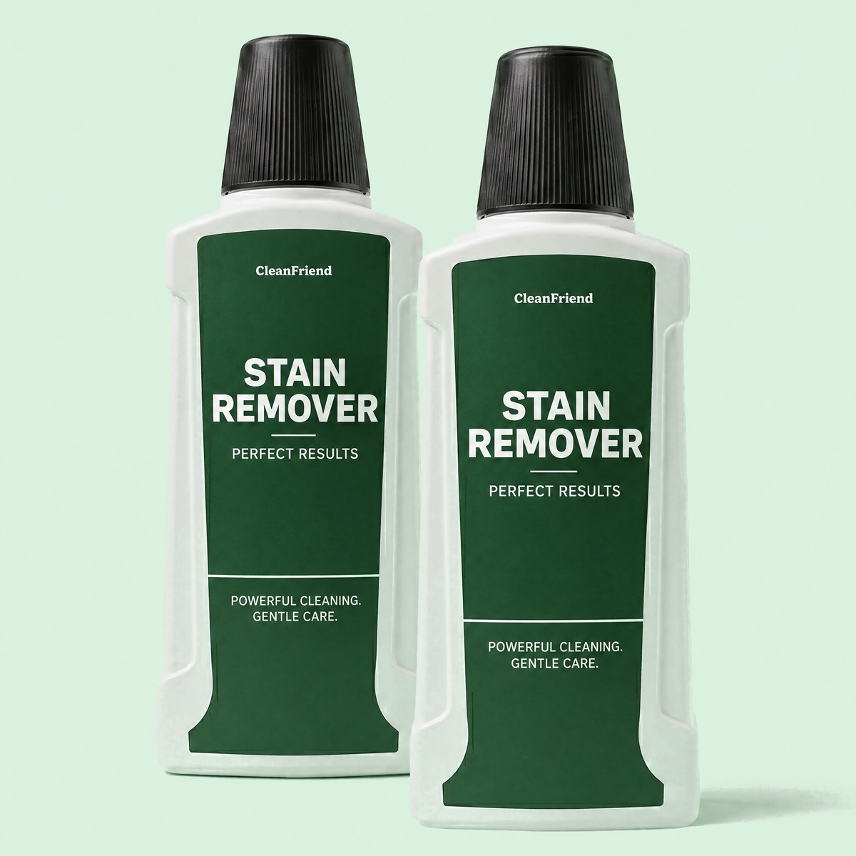 NO: (hero) To flasker flekkfjerner til SpotCleaner™ – på lysegrønn bakgrunn