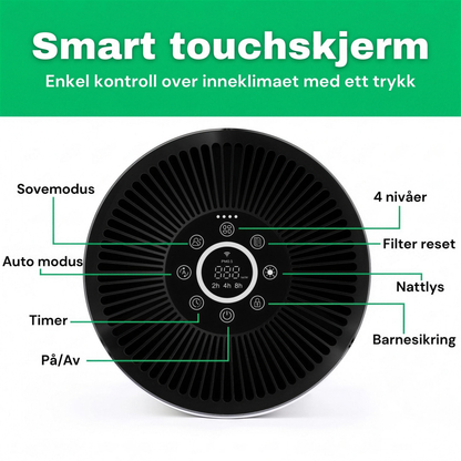 NO: Smart touchskjerm på CleanFriend AirFlow30™ PRO luftrenser