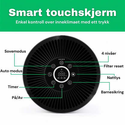 NO: Smart touchskjerm på CleanFriend AirFlow70™ PRO luftrenser